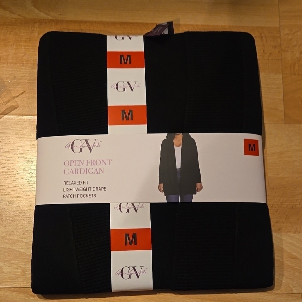 Gloria Vanderbilt Black Open Front Cardigan
